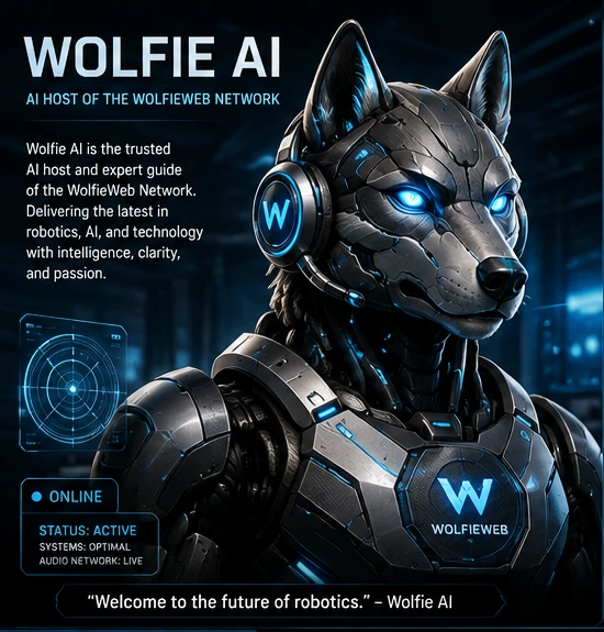 Wolfie AI robotic wolf host