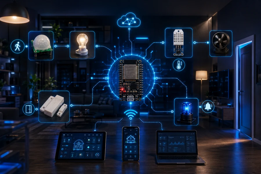 AI automation rules flow concept in a smart home environment