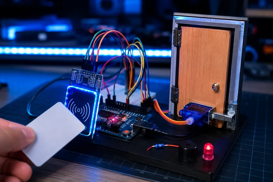Arduino RFID smart lock tutorial with card reader and servo latch