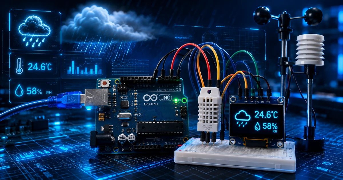Arduino Weather Station Tutorial | DHT22 + OLED Display | WolfieWeb