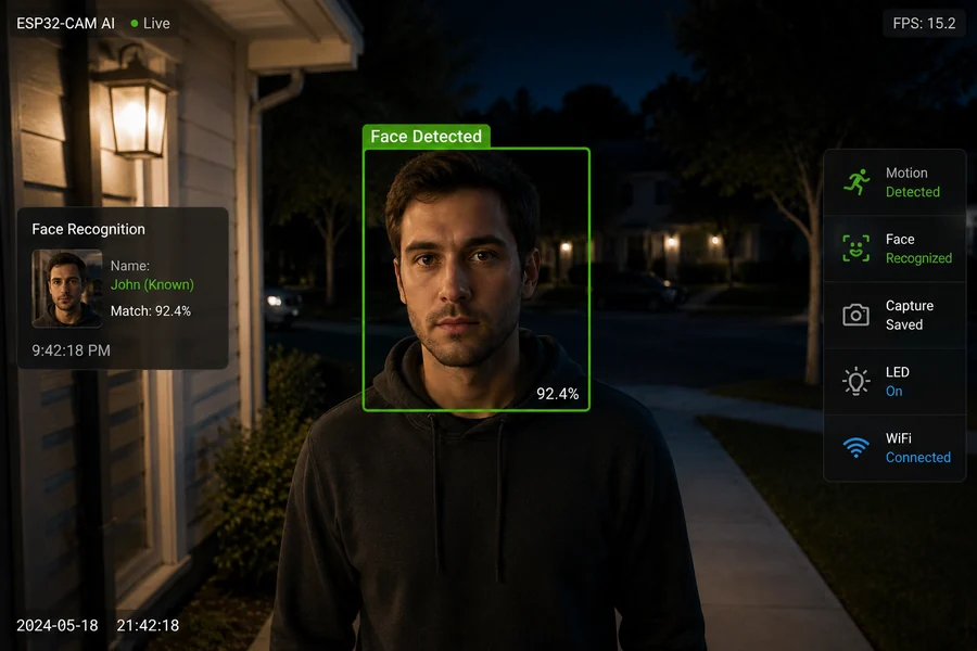 ESP32-CAM face detection security interface