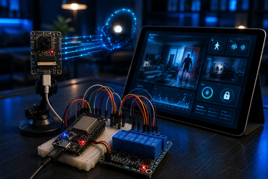 ESP32 CAM smart security alert node