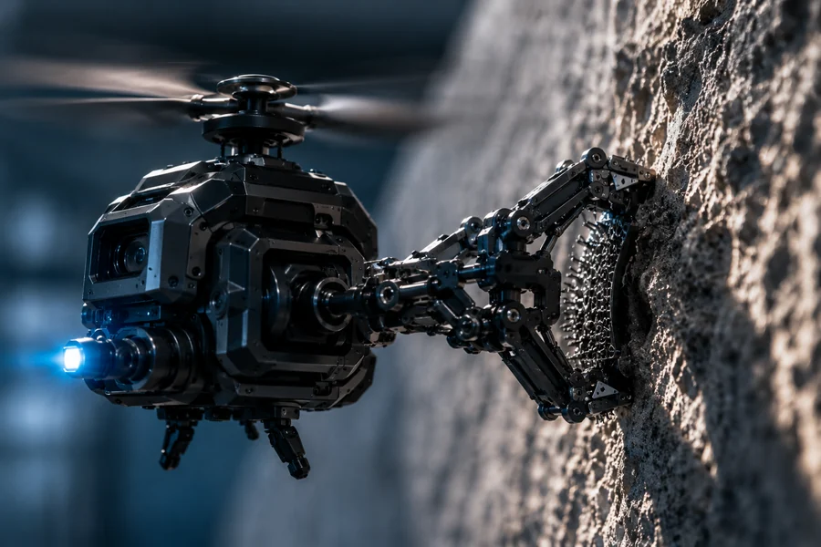 FlyCroTug gripping a rough concrete surface with mechanical microspines