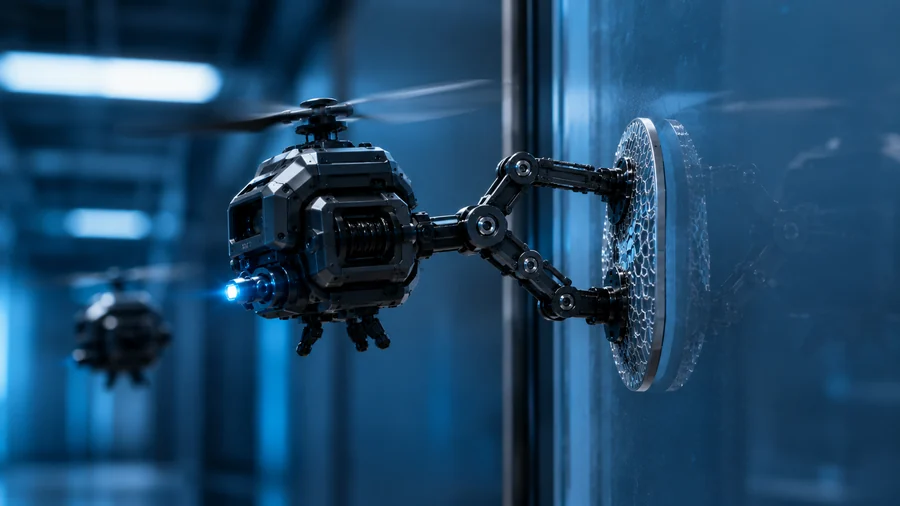 Video thumbnail of gecko-inspired robotic adhesive pads gripping glass