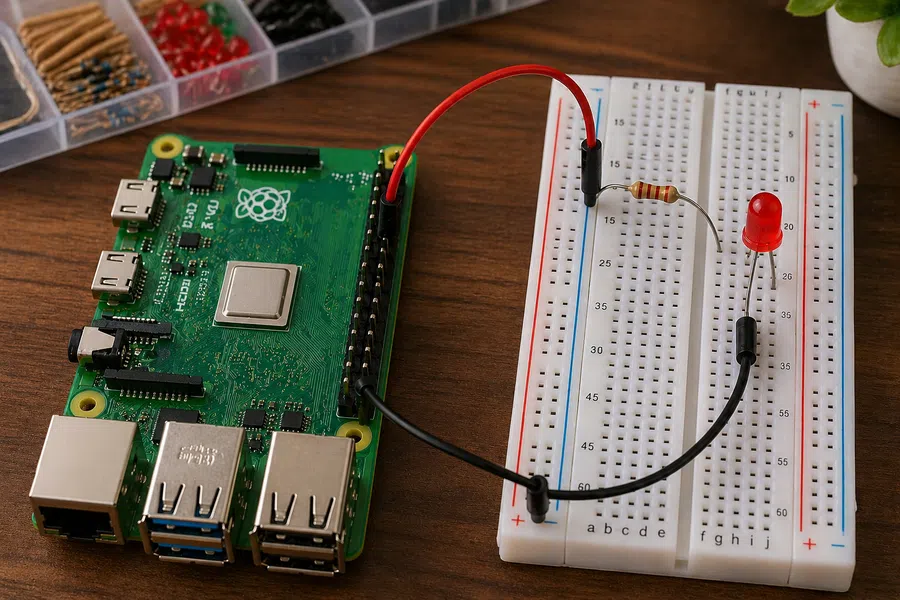 Full Raspberry Pi LED breadboard circuit