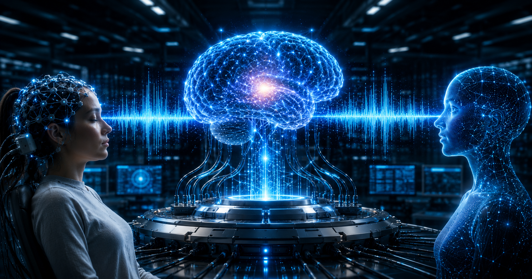 AI neural interface translating brain signals into speech