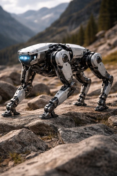 Robot adapting to rough outdoor terrain