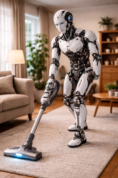 Smart home robot in a modern living space