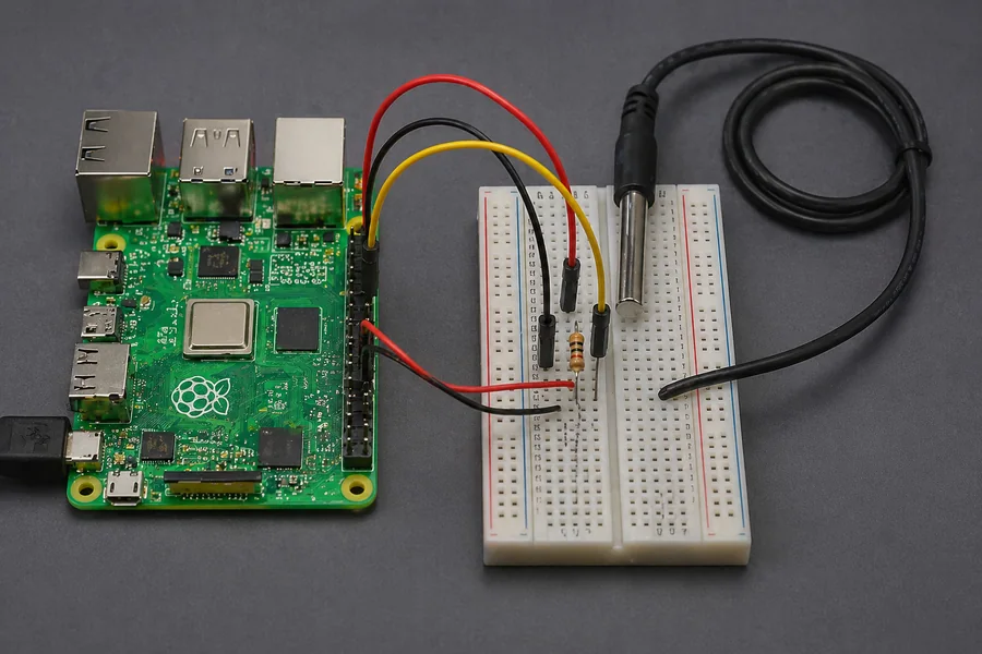 Raspberry Pi DS18B20 temperature sensor wiring layout