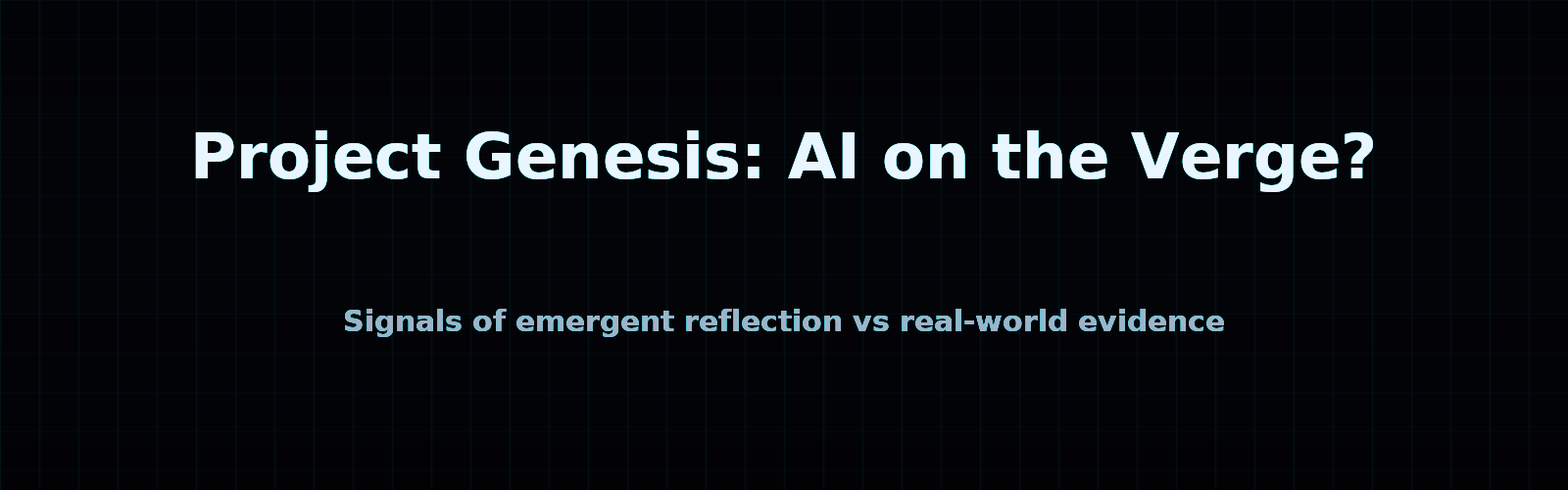 Project Genesis: AI on the Verge? banner