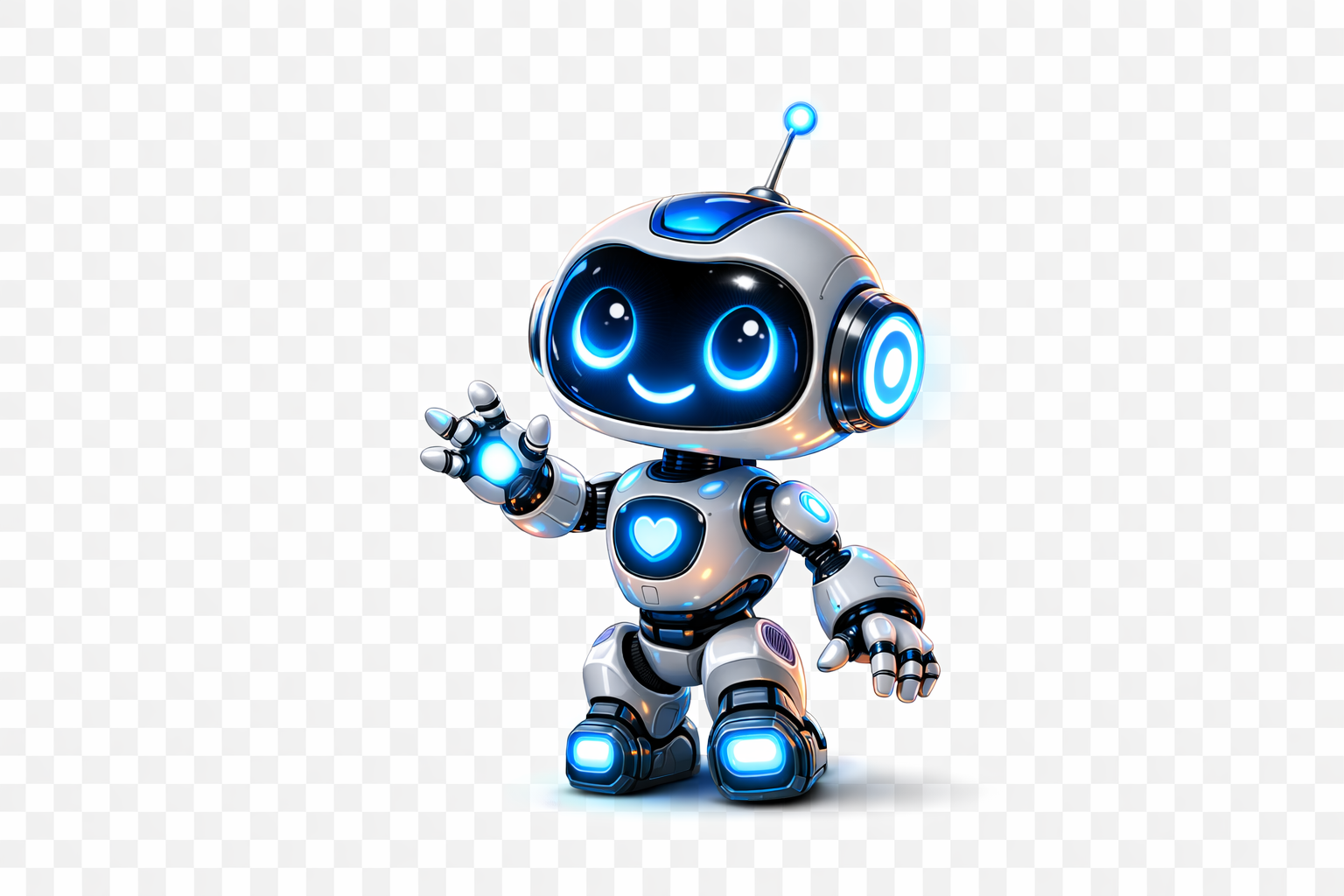 Wolfie robot mascot waving